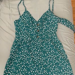 Floral green romper